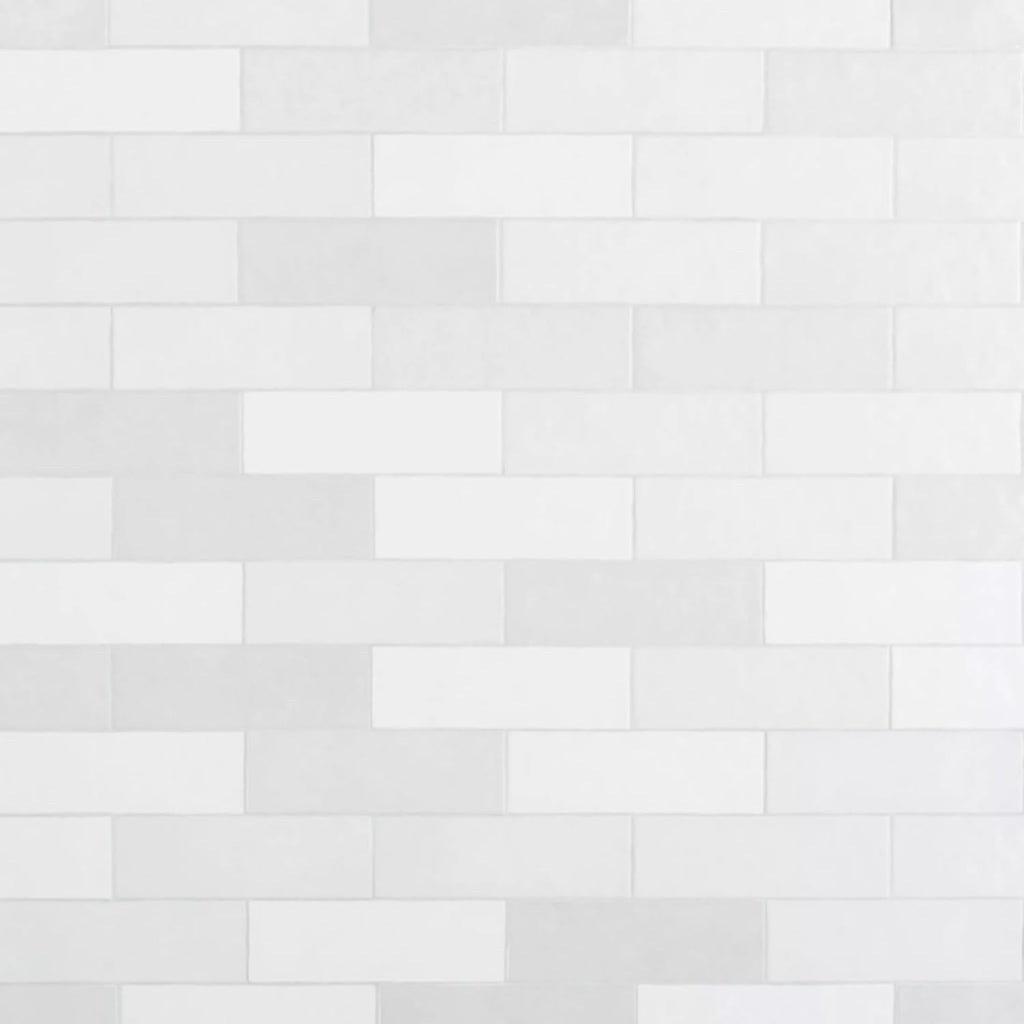 2.5x8 White Glossy Handmade Look Ceramic Wall Tile - Spanish Zellige Style Subway Tile Backsplash, Bathroom, and