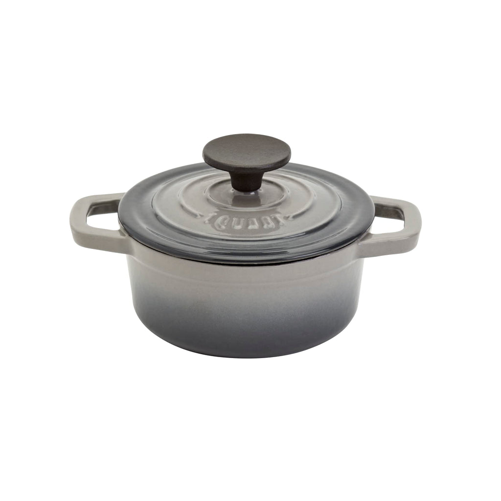 & Clark 1-Quart Enameled Cast Iron Dutch Oven Pot with Lid, Gray