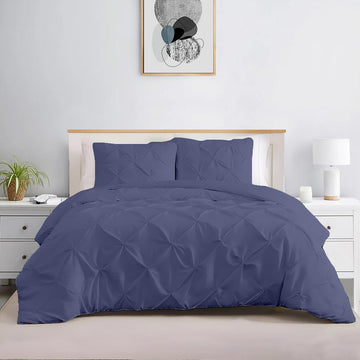 3 Pc Queen/Full Size Pinch Pleated - Pintuck Duvet Cover Set - 100% Egyptian Cotton - 1000 TC Luxury Comforter Cover