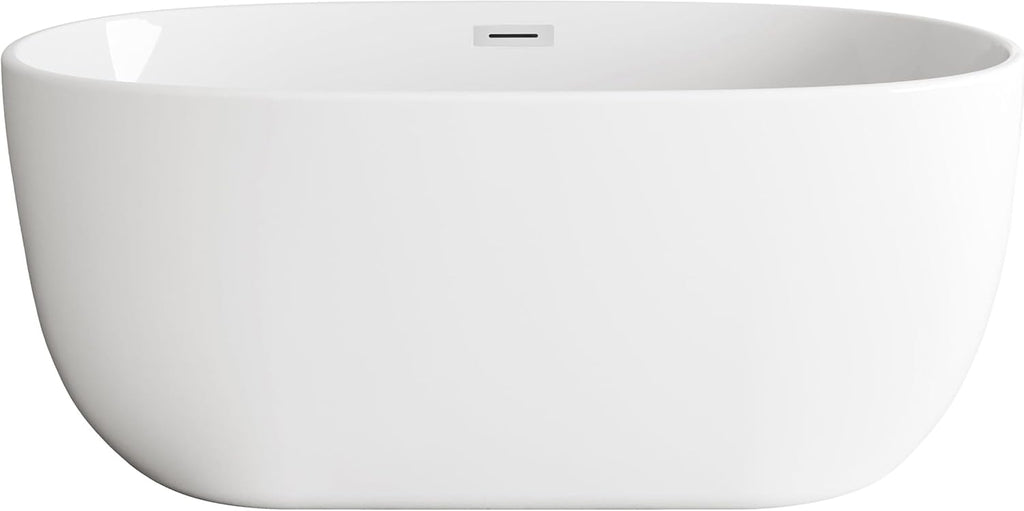 Daphne 54 Inch Soaking Roll Top Bathtub, Modern Style, Glossy White