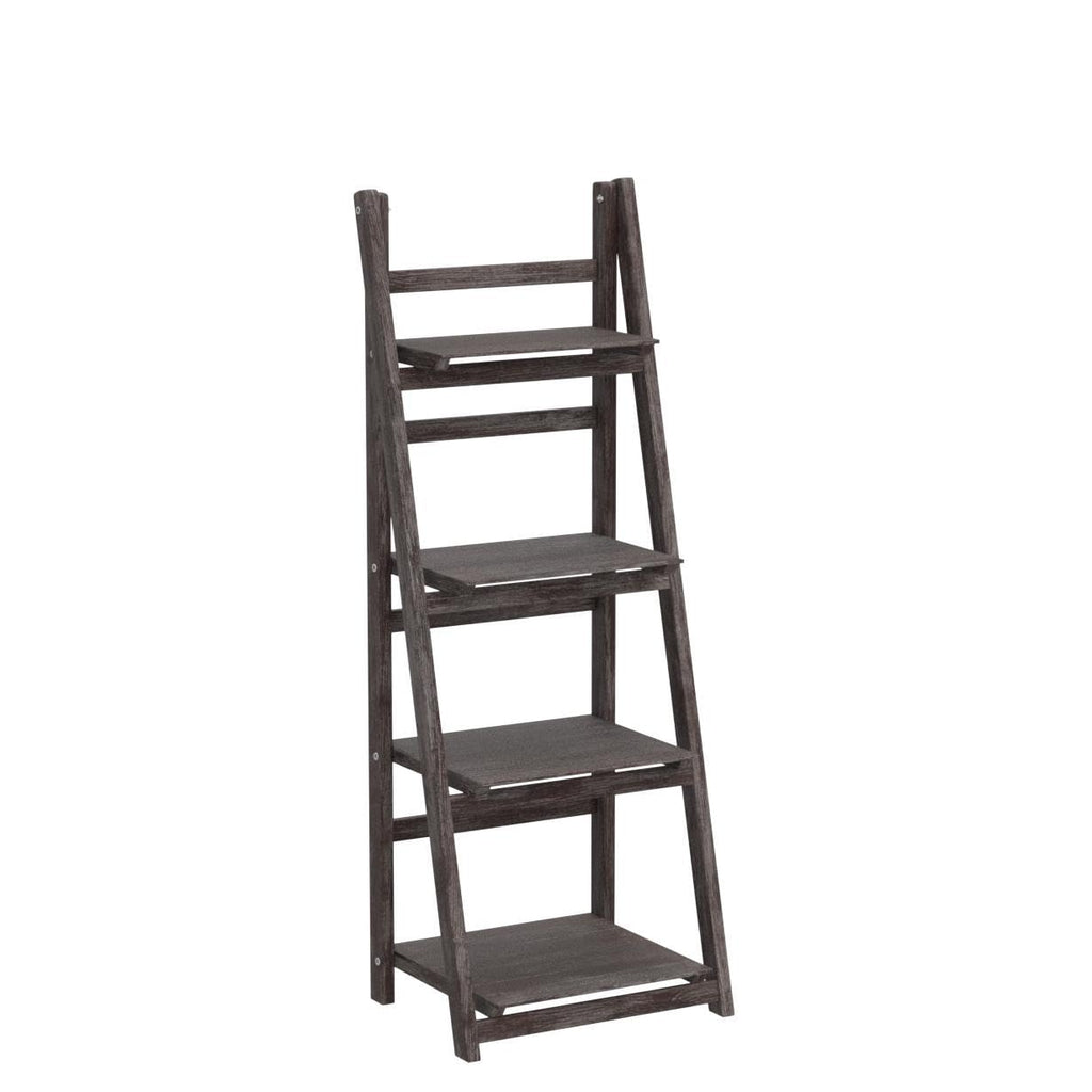 Ladder Shelf - Distressed Bookshelf - Rustic Ladder Bookshelf (Umber)