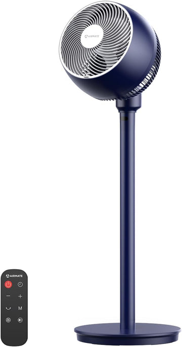 Standing Fan , 9" Blade Pedestal Fan with Remote, DC Motor, 12 Speeds, Quiet 25dB, 960CFM High Airflow, 85ft