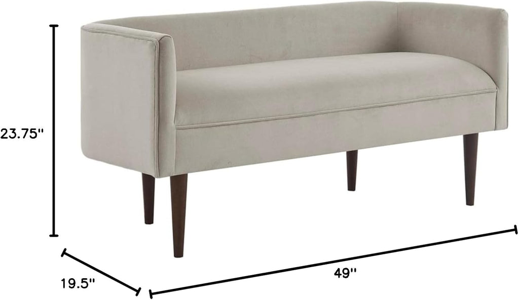 Farrah Entryway Accent Bench with Curved Backrest, 8.75" Cushion Seating Bench , Compact Bed End Bench with Solid