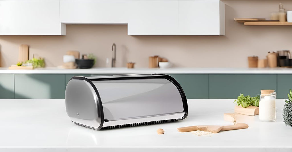 Bread Box - IT Stainless Steel Counter, Roll Top Lid, Large