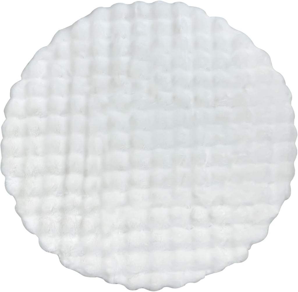 Faux Rabbit Fur Rug 4FT, White Fluffy Soft Area Rug Round Fuzzy Carpet, Machine Washable Shaggy Nursery Rug