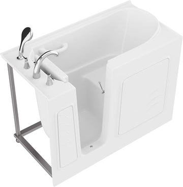 Walk In Tub 53'' x 26'' Left Drain Soaking in White, Indulge in Ultimate Luxury, Comfort, and Safety with ANZZI
