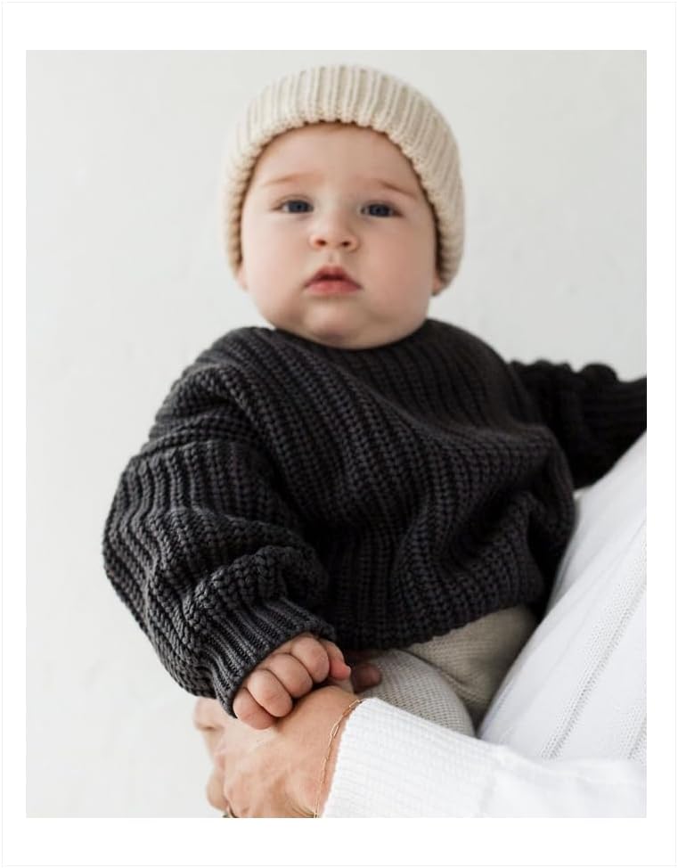 Baby Pullover Sweater Girl Boy Unisex Knit Blouse Sweatshirt Solid Long Sleeve Top Clothes