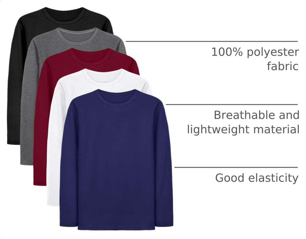 5 Pack Boy and Toddlers Long Sleeve Shirts Kids Top Tees Shirts