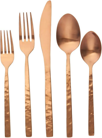 20‑Piece Stainless Steel Silverware Set, Flatware Utensil Set for 4, Magma, Copper Matte, 18/10