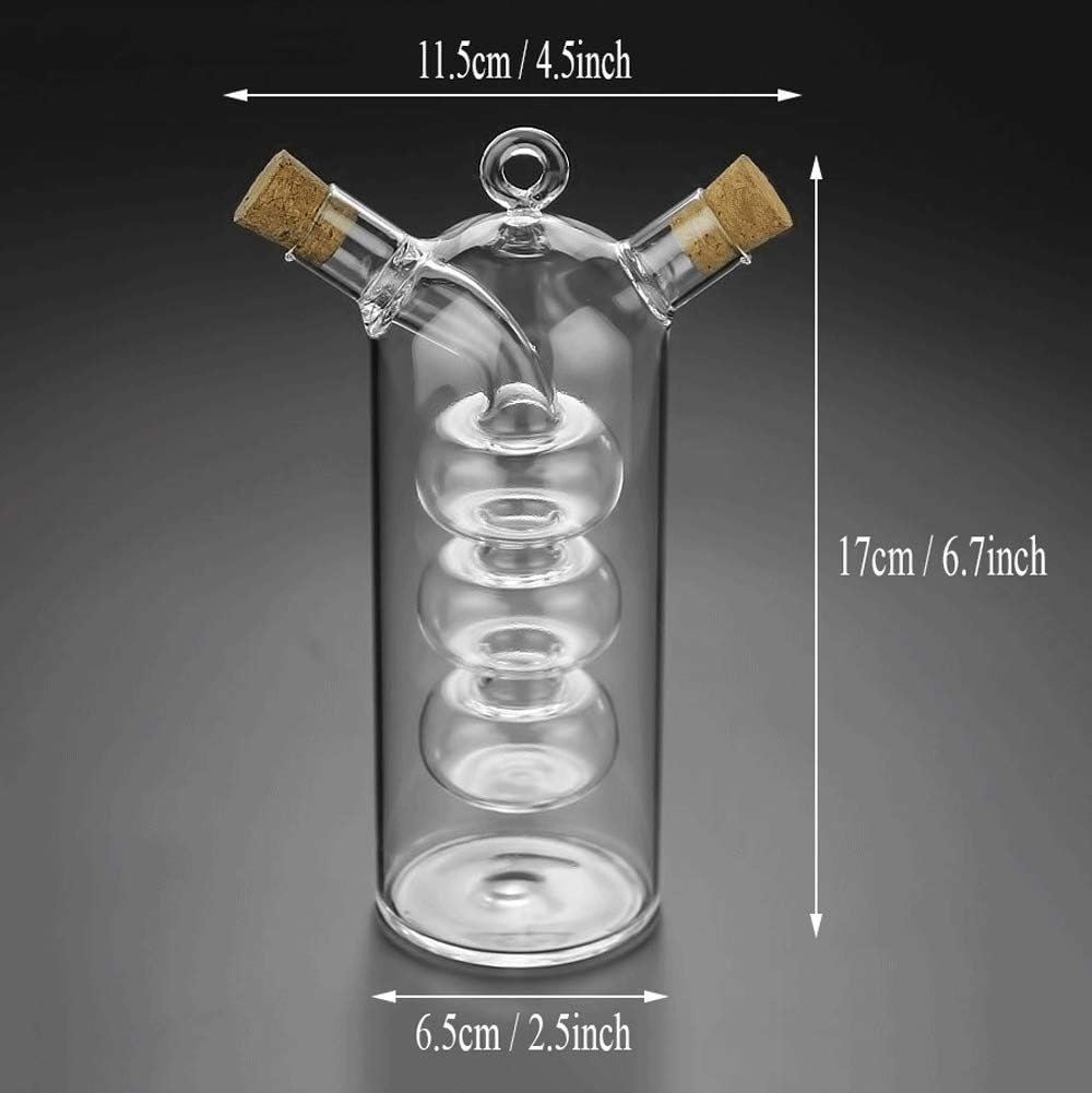 Olive Oil and Vinegar Dispenser Cruet Bottles, 2 in 1 Transparent Dual Glass Cooking Container