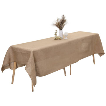 Natural Burlap Tablecloth 60 Inches X 108 Inches