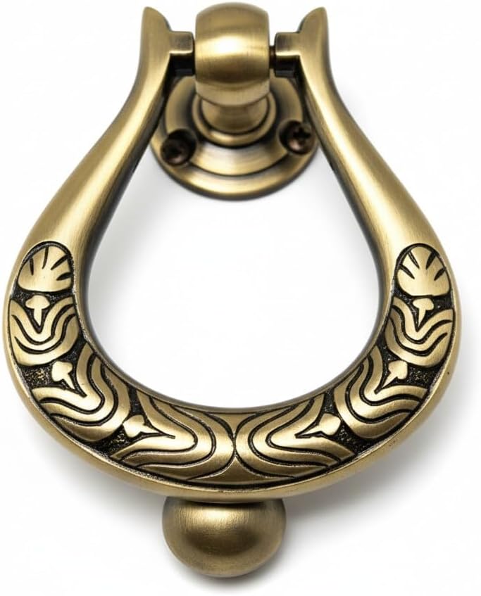 Decorative Golden Brass Door Knocker Victorian Style Brass Door Knocker Door Décor with Antique Finish Heavy Duty