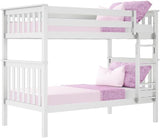 Bunk Bed Twin over Twin, Solid Wood Bunk Bed Frame with Ladder for Kids, 14" Safety Guardrails, Easy Assembly