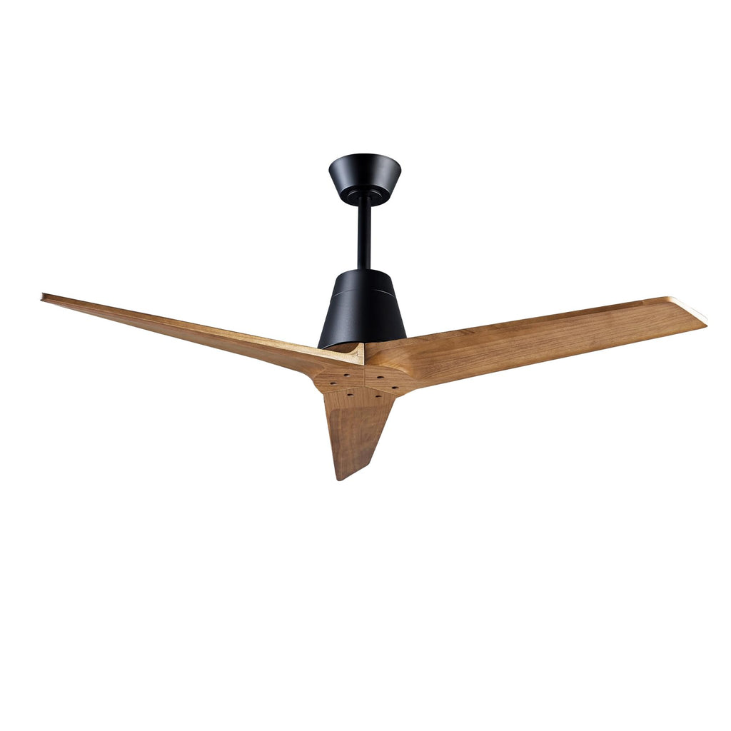 52 Inch Solid Wood 3 Blades Outdoor Ceiling Fan No Light DC Remote Control