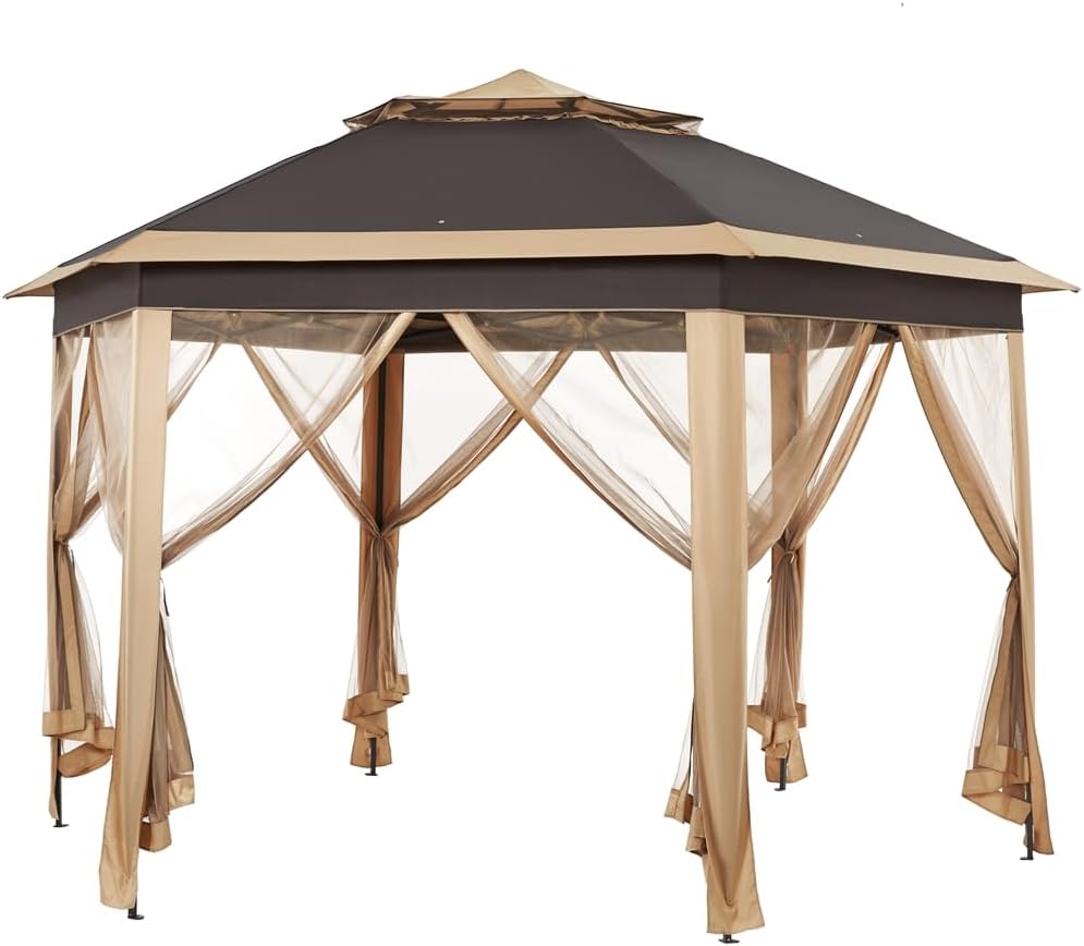 13x13 Pop up Gazebo, Hexagonal Outdoor Canopy Shelter