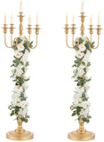 Gold Wedding Candelabra Tall - 50" Antique Floor Candelabra, Metal 5 Arm Candelabra, Spiral Candelabra Candle Holder