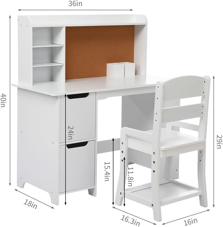 Wooden Study Desk and Chair Set for Boys and Girls