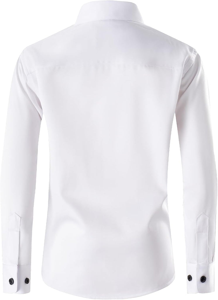 Boys Pleated Tuxedo Shirt Stretch Dress Shirt School Wedding