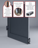 Front Exterior Prehung Fiberglass Door Frosted Glass/Manux 8088 Matte Black / 2 Side Exterior Windows/Entrance Patio