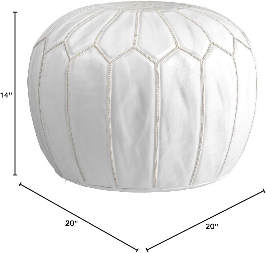 White Pouf Ottoman Round Footrest Decor