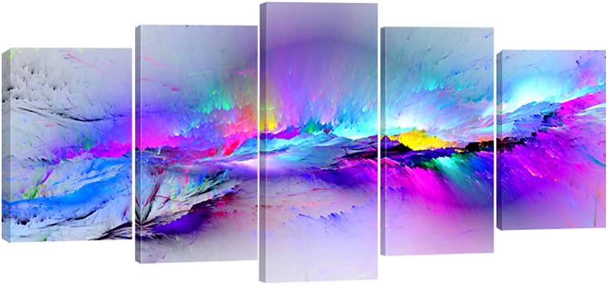 Changing Colors Giclee Canvas Prints 5 panels Modern Artwork Landscape Pictures to Photo Printed on Abstract Canvas