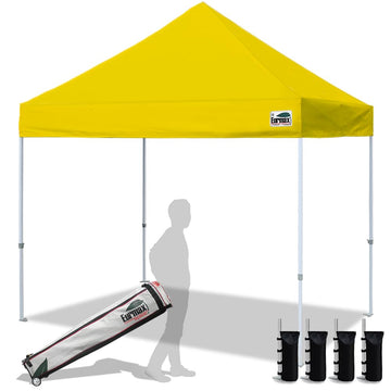 USA 8x8ft Pop Up Canopy, Commercial Instant Tent for Outdoor Events, Patented No-Tip Rolling Storage Bag with 4