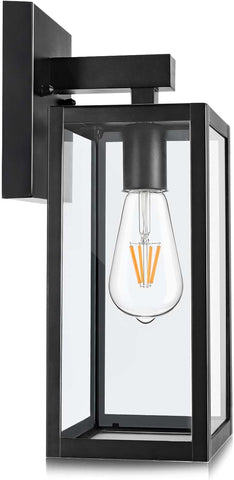 Outdoor Wall Lantern, Exterior Waterproof Wall Sconce Light Fixture, Black Anti-Rust Mount Light with Clear Glass