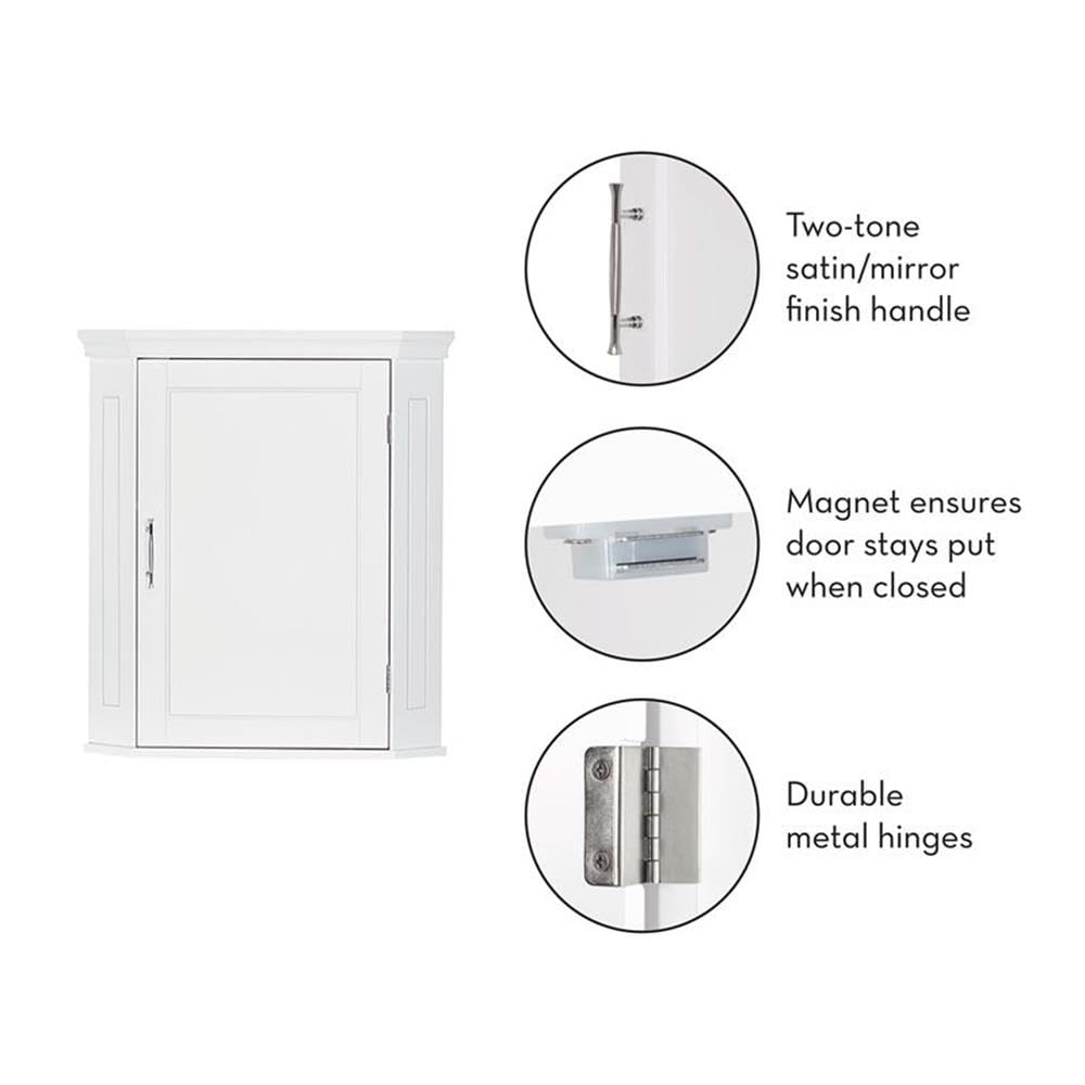 Somerset Bathroom Corner Wall Linen Storage Cabinet, White
