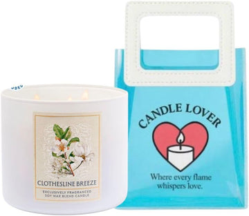 Clothesline Breeze - White Barn-Bath/Body Work- 3-Wick Scented Candle 14.5 OZ Burns 25-45 Hours and Gift Bag (Label