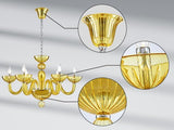 6 Light Crystal Chandelier, Modern Dining Room Light Fixture, Yellowish Green Crystal Pendant Light for Bedroom Livingroom, S Glass Tube, D30xW30xH20, E12 Socket A100-B0DSPRQ2SH