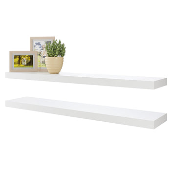 Floating Shelves, 40 x 8Wall Shelves - Extra-Wide Display Shelf with Invisible Brackets, Set of 2 | Accent Décor