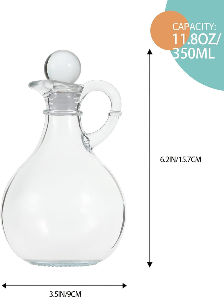 Oil and Vinegar Cruet, Glass Oil and Vinegar Dispenser with Airtight Stopper, Glass Condiment Container - Set of 2