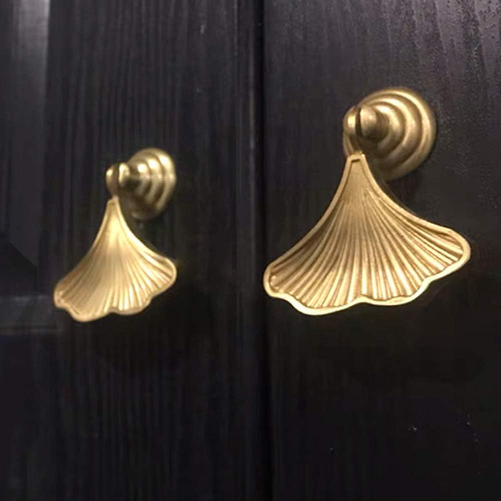 Furniture Knob Handles Golden Drop Pendant Pull Handle Fashion Ginkgo Leaf Shape Dresser Knobs Door Drawer 2 pcs