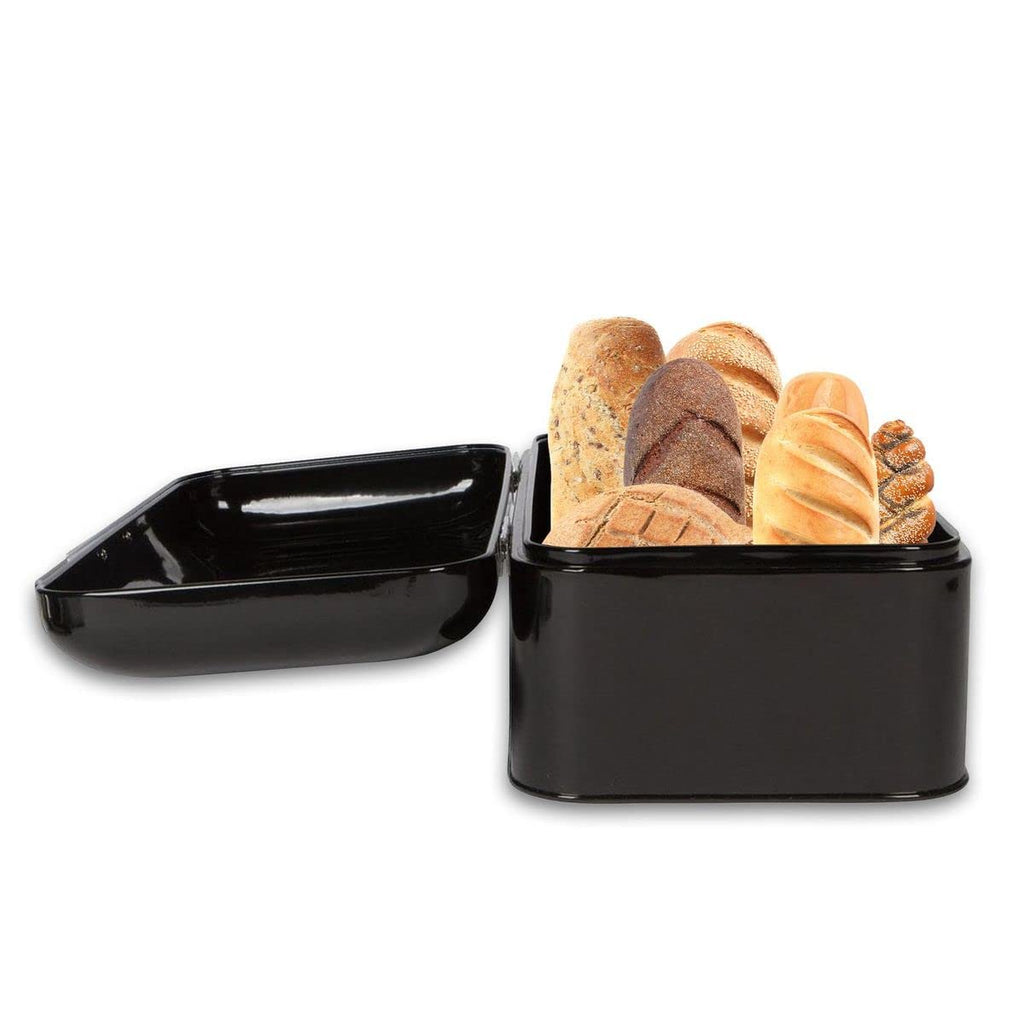 Bread Box - Extra Large Black Countertop 16" x 9" Holds 2 Loaves