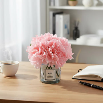 Artificial Pink Peony Flowers in Vase,Wedding Table Centerpiece Home Decor