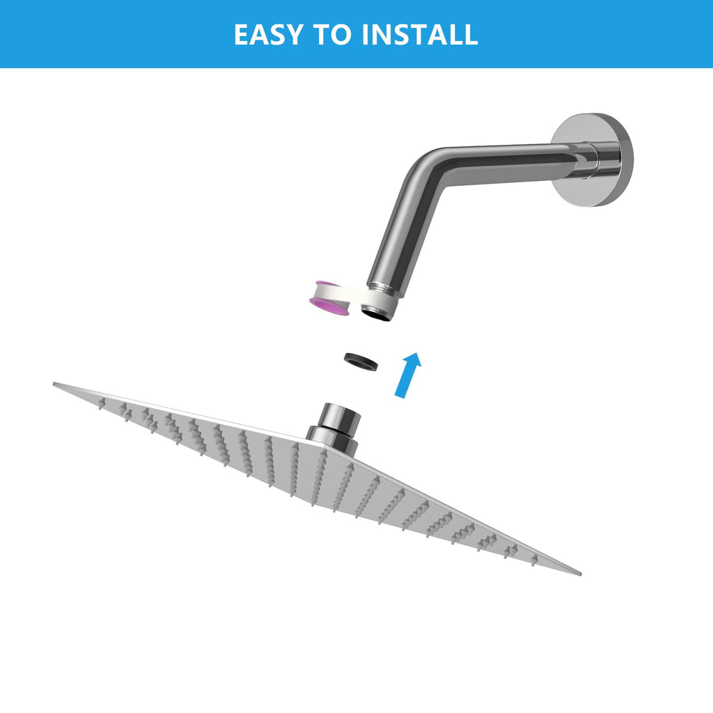 Rain Shower Heads High Pressure, Rainfall Showerhead Fixed Mount, 6 Inch Large Square High Flow Shower Head (Chrome)