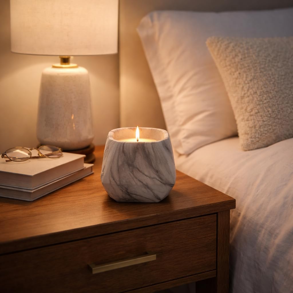 Marbled Prism Bowl Candle in Grey, 10 Oz