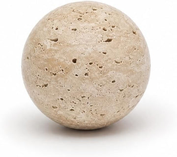 Natural Travertine Decorative Sphere, 1.18 Inch Small Stone Ball Decor, Hand-Polished Beige Orb Accent for Trays