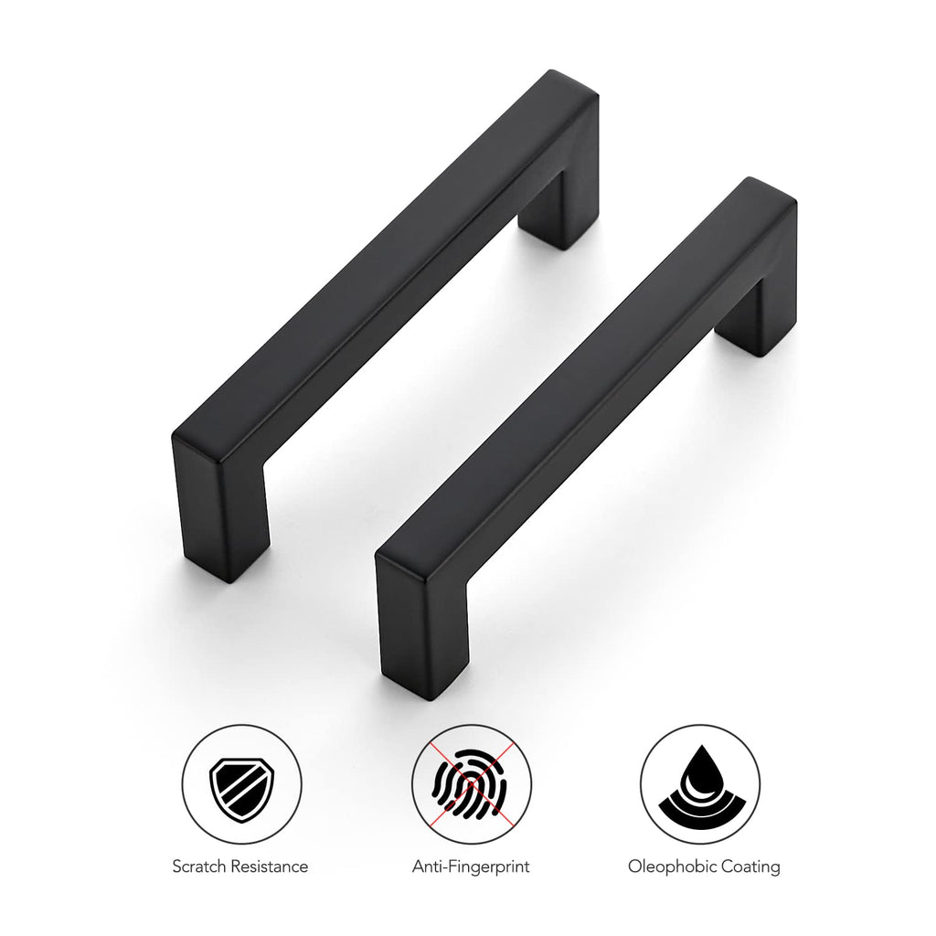 Matte Black Square Cabinet Handles & Pulls,4 Inch,30 Pack