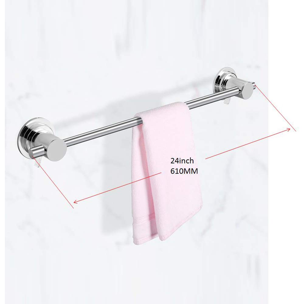24 inch Suction Cup Towel Bar, Shower Towel Racks, Chrome
