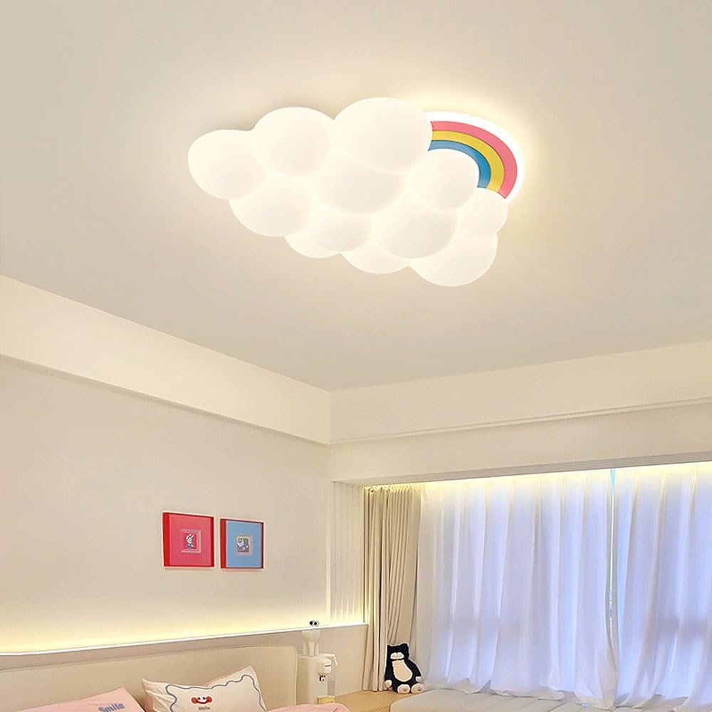 Modern White Cloud Kids Room LED Ceiling Light Fixtures Nordic Rainbow Flush Mount Ceiling Lamp Bedroom Ceiling