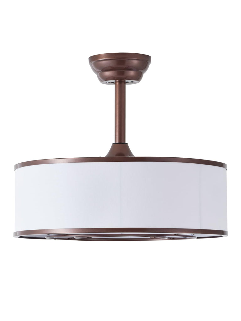 20" Brown Fandelier Ceiling Fan with Light, Caged Rustic Ceiling Fans with Lights Remote Control, Bladeless