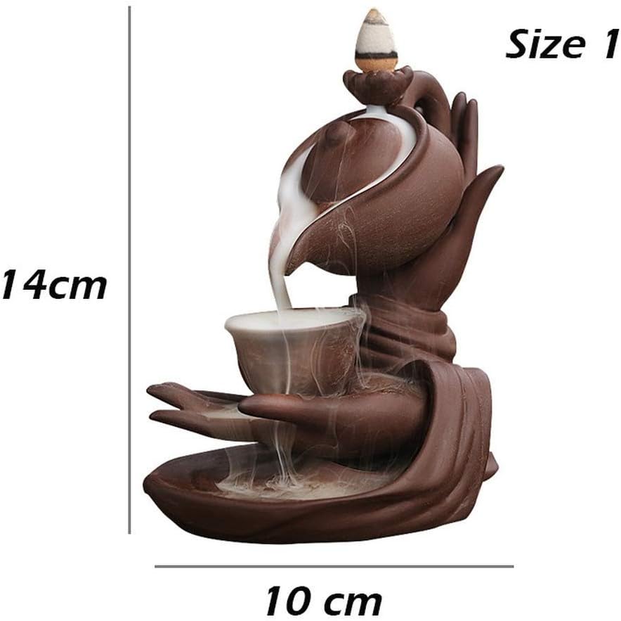 Buddha Hand Series Backflow Incense Burner Indoor Smoke Waterfall Incense Holder Creative Teapot Shaped Ceramic