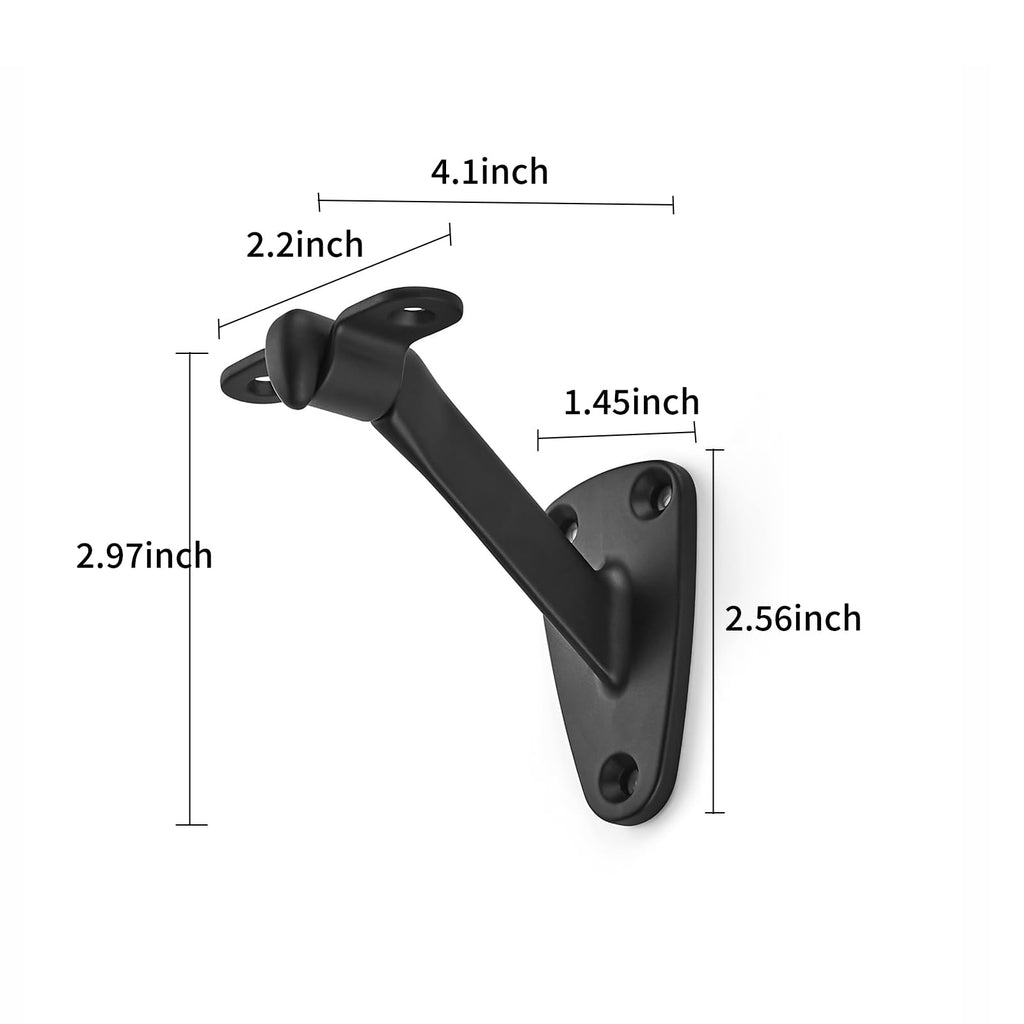 Easy Install Handrail Support Brackets, 10 Pack Matte Black 4 Inch Stair Brackets for Wooden Railing, Includes