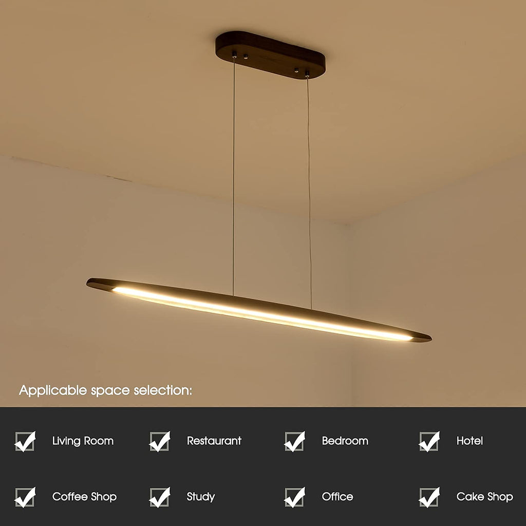51" Wood Linear Pendant Light Wood Dining Room Light Fixture Modern Pool Table Lights Kitchen Island Lights Bar