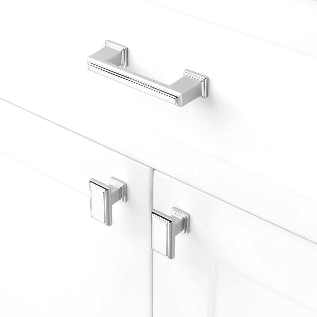 3 Inch Polished Chrome Cabinet Pulls Square Handles 10 Pack P2206