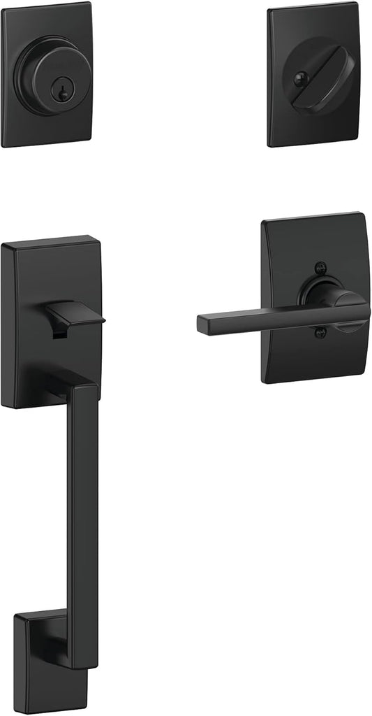 F60 CEN 622 LAT CEN Century Front Entry Handleset with Latitude Lever, Alloy steel, Deadbolt Keyed 1 Side, Matte Black - Door Handleset