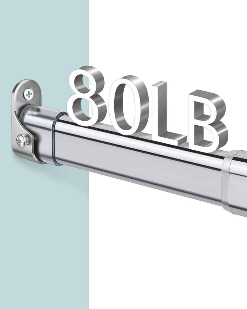 Heavy Duty Oval Closet Rod for Hanging Clothes, 29.5-51 Inch Adjustable Closet Rods, Premium Chrome