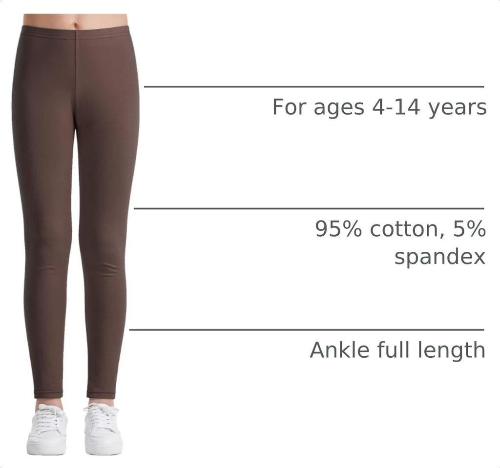 Girls Leggings Kids Basic Full Length Cotton School Uniform Pants
