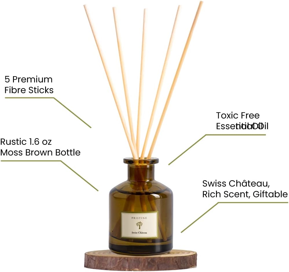 Swiss Château/Inspired by Hilton Reed Diffuser - Home & Bathroom | Fresh Cut Rose, Tangerine, Cedarwood Oil Reed